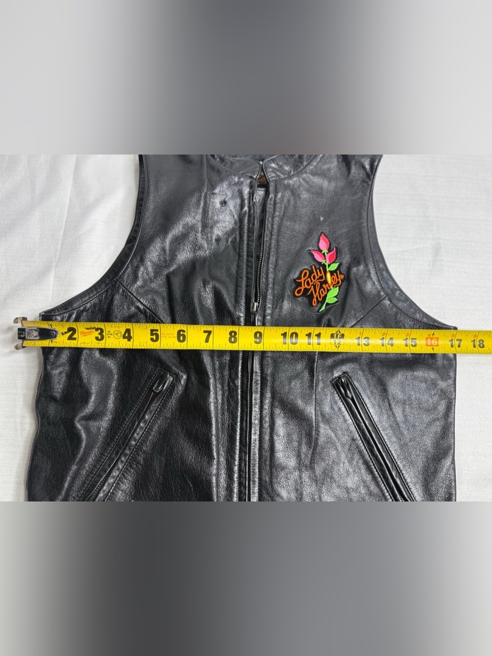 VINTAGE Authentic Harley-Davidson Black Leather Vest Womens Size Small - Picture 9 of 12